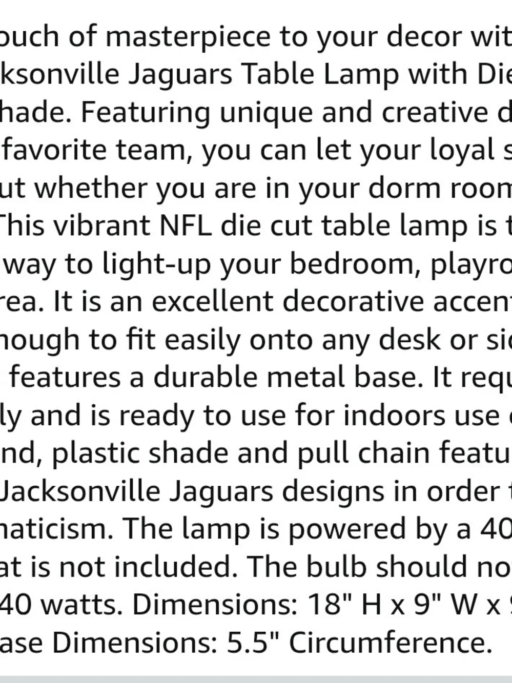Jacksonville Jaguars table lamp